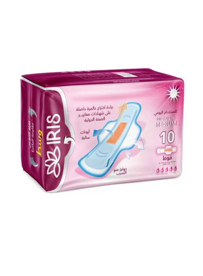 Iris New Generation Pads with Advanced Absorbency Technology - Medium Size, 10 Pack - Image 1